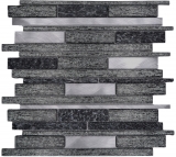 Mosaico di vetro pietra naturale tessere di mosaico alluminio nero antracite grigio scuro rivestimento pareti - MOS49-GV84