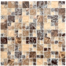 Pietra naturale vetro mosaico marmo mosaico piastrelle marrone scuro crema beige cava piastrelle di vetro backsplash cucina bagno - MOS87-K1455