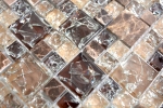 Piastrella di mosaico dipinta a mano traslucida marrone scuro combinazione di vetro mosaico Pietra di cristallo emperador scuro MOS87-K1455_m