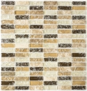 Piastrelle di mosaico rettangolare vetro mosaico rotto vetro marmo pietra marrone chiaro beige crema parete bagno cucina WC - MOS87-S1253