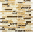 Mosaico di vetro in pietra naturale tessere di mosaico marrone chiaro beige crema cava piastrelle di vetro da parete cucina bagno WC - MOS87-V1353