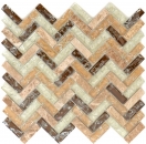 Vetro pietra naturale marmo mosaico piastrelle marrone chiaro beige crema a spina di pesce cava cucina splashback piastrella posteriore - MOS87HB-1253