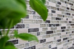 Piastrella di mosaico campionata a mano Rivestimento traslucido grigio-verde Mosaico di vetro composito Pietra di cristallo grigio-verde MOS87-V1352_m