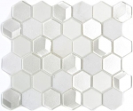 Pietra naturale vetro mosaico tessere esagonali bianco antico bianco crema bianco madreperla backsplash rivestimento bagno - MOS11D-HXN11