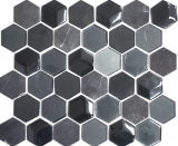 Pietra naturale vetro mosaico tessere esagonali antracite nero grafite marmo piastrelle backsplash rivestimento bagno - MOS11D-33