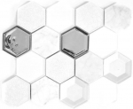 Mosaico di vetro esagonale in pietra naturale piastrelle di marmo bianco specchio vetro piastrelle splashback muro cucina - MOS11E-66