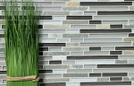 Piastrella di mosaico dipinta a mano Rivestimento traslucido grigio marrone Mosaico di vetro composito Pietra di cristallo grigio marrone MOS86-0202_m