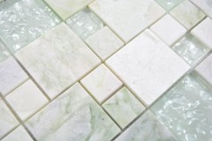 Piastrella di mosaico dipinta a mano traslucida oro verde chiaro combinazione di mosaico di vetro Pietra di cristallo onice oro MOS88-MC639_m