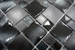 Piastrella di mosaico dipinta a mano combinazione nero traslucido mosaico di vetro Pietra di cristallo nero bordo rotto MOS88-0304_m