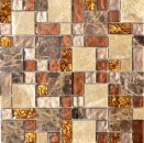Pietra naturale mosaico di vetro mosaico di marmo piastrelle beige marrone crema arancione parete cucina backsplash piastrelle - MOS88-1303