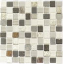 Mosaico rustico in pietra naturale mosaico di vetro quarzo beige crema antracite vetro smerigliato cucina alzatina bagno parete WC - MOS82-0102