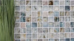 Piastrella di mosaico dipinta a mano Backsplash di piastrelle Grigio chiaro traslucido Mosaico di vetro Pietra di cristallo Crema grigio chiaro MOS94-2505_m
