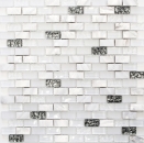 Mosaico aste composito pietra naturale mosaico piastrelle bianco argento mattone vetro mosaico guscio struttura cucina splashback bagno WC - MOS87-B01S