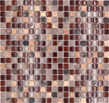 Mosaico di vetro in pietra naturale marrone scuro marrone chiaro ocra BAGNO WC cucina WALL backsplash piastrelle - MOS92-1304