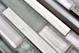 Piastrella di mosaico dipinta a mano ceramica traslucida grigio mosaico di vetro composito Pietra di cristallo ceramica grigio MOS87SO-0223_m