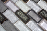 Piastrella di mosaico dipinta a mano Ceramica traslucida grigio Brick Mosaico di vetro Ceramica cristallo grigio artico MOS83IC-0219_m