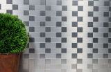 Piastrella di mosaico dipinta a mano autoadesiva alluminio argento metallo combinazione metallo MOS200-4MM87_m