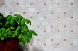 Campione a mano di mosaico Piastrella backsplash autoadesiva travertino pietra naturale beige combinazione travertino beige MOS200-4CM14_m