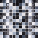 tessere autoadesive di mosaico di vetro grigio nero bianco MOS200-4CM28