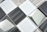 Mano modello trasparente cristallo vetro mosaico argento parete piastrelle backsplash cucina doccia bagno MOS88-1717_m