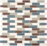 Mosaico traslucido in vetro composito pietra botticino chiaro grigio marrone MOS88-0213_f