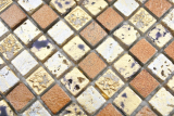 Mosaico di pietra dipinto a mano in resina oro bronzo piastrelle da parete backsplash cucina bagno MOS88-0715_m