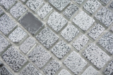 Mano modello trasparente cristallo mosaico vetro mosaico grigio nero parete piastrelle backsplash cucina bagno MOS85-0203_m
