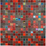 Mosaico di vetro tessere di mosaico marrone rosso iridescente parete piastrelle backsplash cucina MOS58-0913