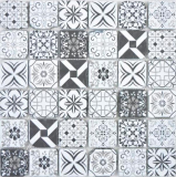 Mosaico di vetro piastrelle VINTAGE LOOK retrò antracite nero bianco muro piastrelle backsplash cucina bagno MOS63-0103
