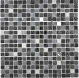 Mosaico di vetro pietra naturale mosaico piastrelle acciaio inox nero argento antracite opaco parete piastrelle backsplash cucina bagno - MOS92-0322