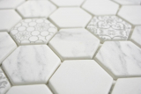 Campione a mano Mosaico di vetro Esagono ECO Carrara look mosaico piastrelle parete backsplash cucina bagno MOS16-0222_m