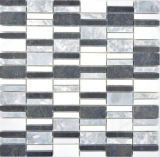 Mosaico di marmo pietra nero grigio bianco mosaico piastrelle muro backsplash cucina bagno MOS88-0123_f