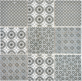 Patchwork mosaico piastrelle parete ornamento vintage ceramica mosaico nero antracite bianco cucina - MOS22B-0303