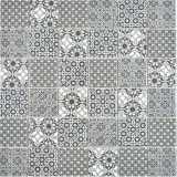 Piastrella di ceramica mosaico bianco nero piastrelle patchwork ornamento decorazione vintage muro piastrelle backsplash MOS14-0333