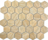 Piastrella di mosaico esagonale in ceramica beige marrone mix legno backsplash cucina backsplash bagno - MOS11H-0011