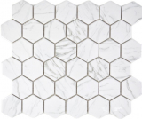 Mosaico ceramico Esagono aspetto Carrara bianco lucido piastrelle di mosaico muro backsplash cucina bagno MOS11H-0001_f