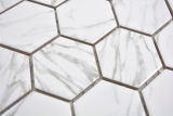 Campione a mano mosaico ceramico esagono Carrara look bianco lucido piastrelle mosaico muro backsplash cucina bagno MOS11H-0001_m