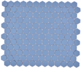 Piastrella di mosaico esagonale in ceramica mini blu-verde R10B piatto doccia piastrella di pavimento piastrella di mosaico antiscivolo bagno - MOS11H-0405-R10