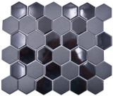 Mosaico ceramico esagono nero lucido R10B Piastrella per pavimento piatto doccia Piastrelle mosaico cucina bagno pavimento MOS11H-0311-R10_f