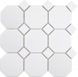 Mosaico ottagonale in ceramica bianco opaco con piastrelle di mosaico bianco lucido backsplash cucina - MOS13-Octa0111