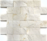 Mosaico di pietra calcarea naturale Muro di pietra Splitface bianco crema Mattone Limestone 3D optic tile backsplash - MOS29-49792