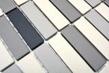 Piastrella di mosaico dipinta a mano in ceramica beige chiaro aste grigie non smaltate Piastrella per piatto doccia MOS24B-0208-R10_m