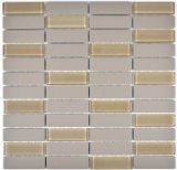 Tassello a mosaico Rod in ceramica beige chiaro grigio fango non smaltato antiscivolo vetro mix piatto doccia pavimento piastrelle bagno - MOS24-0212-R10