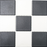 Piastrelle a mosaico per pareti e pavimenti in ceramica a scacchiera bianco nero - MOS22-0304-R10