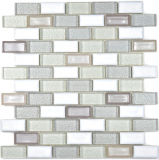 Piastrella di mosaico Ceramica traslucida bianca Brick Mosaico di vetro Ceramica cristallo bianco antico MOS83IC-0121_f