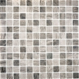 Mosaico di vetro Rivestimento sostenibile Riciclaggio texture legno grigio beige Schienale di piastrelle MOS63-324