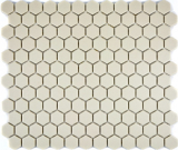 Piastrella di mosaico in ceramica bianca esagonale beige chiaro non smaltata MOS11A-1202-R10_f