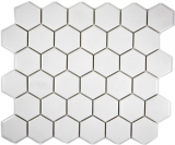 Piastrella di mosaico in ceramica esagonale bianca non smaltata MOS11B-0102-R10_f