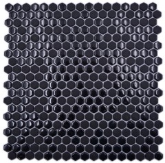 Mosaico di vetro esagonale esagonale mosaico nero lucido opaco piastrelle di mosaico muro piastrelle backsplash cucina bagno