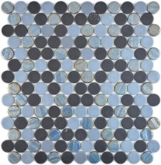 Pulsante mosaico Loop rotondo mosaico blu antracite piastrelle muro piastrelle backsplash cucina bagno MOS129-R05